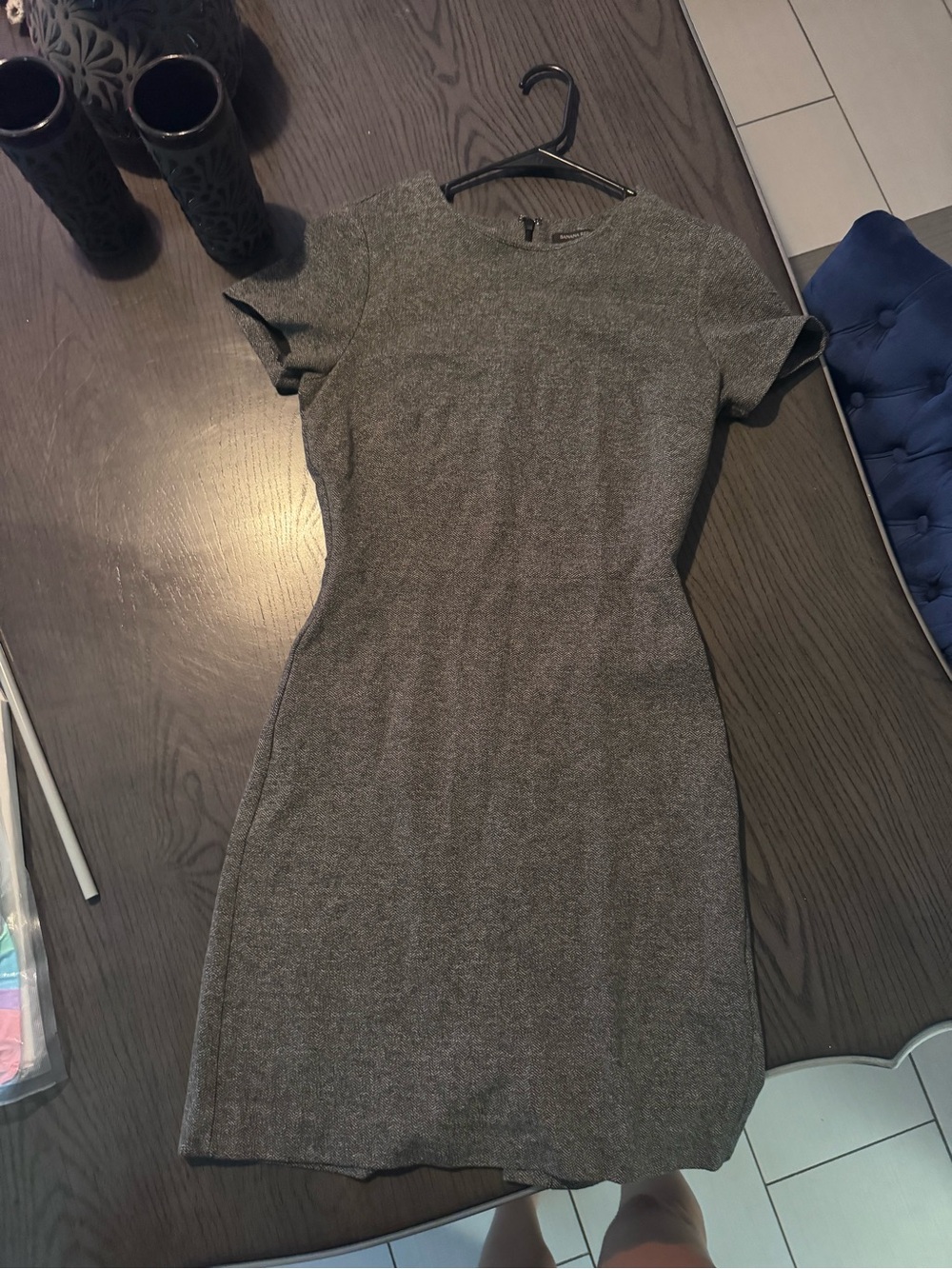 Banana Republic Herringbone Tweed Short Sleeve Sheath Dress